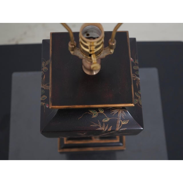 Brown 1990s Bradburn Chinoiserie Decorated Table Lamps - Pair For Sale - Image 8 of 12