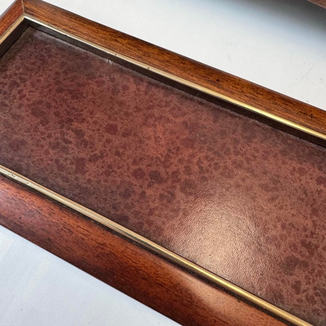 1980s Vintage Mahogany Wood, Brass and Leather Box by Maitland Smith For Sale - Image 5 of 10