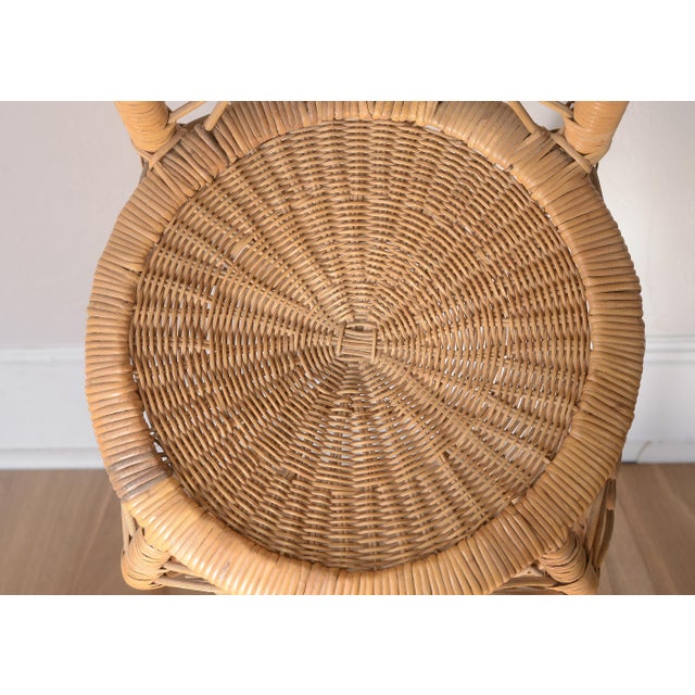 Vintage 1970s Boho Bamboo & Rattan Heart Back Chair For Sale - Image 9 of 17