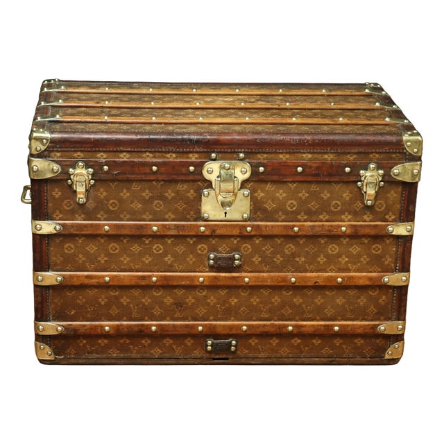 Courier Trunk with Monogrammed Canvas from Louis Vuitton, 1920s For Sale
