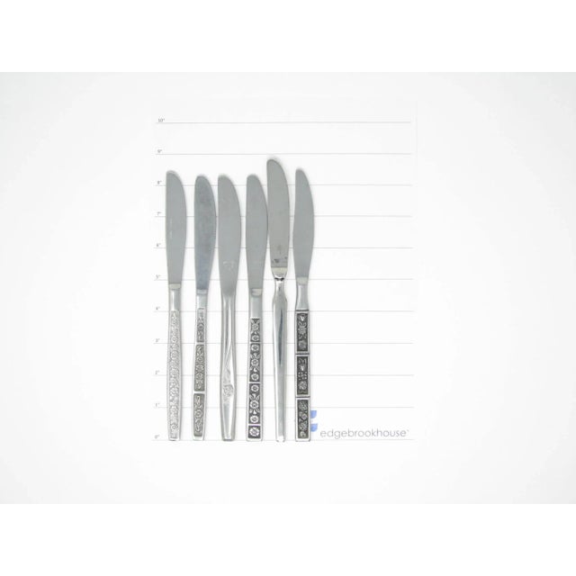 Vintage Floral Mix Match Stainless Steel Silverware Flatware Set – 10 Place Settings Plus For Sale - Image 9 of 13