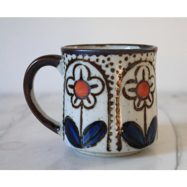 Late 20th Century Vintage Mid-Century Speckled Cream Stoneware Coffee Mugs S/4 For Sale - Image 5 of 10