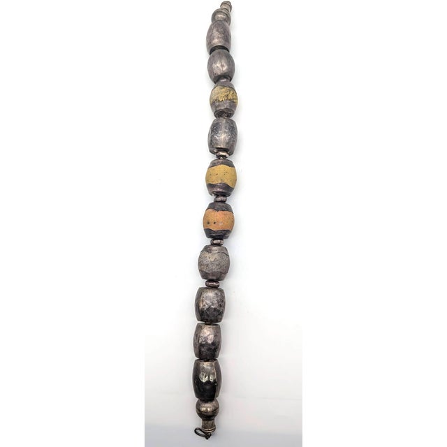 Tribal Vintage Silver & Stone Beaded Choker Necklace For Sale - Image 3 of 8