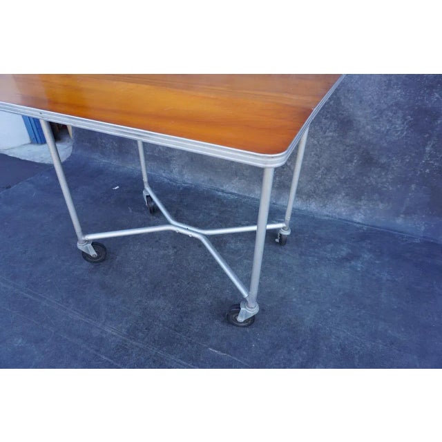 Wood Streamline Machine Age Drop-Leaf Table For Sale - Image 7 of 10