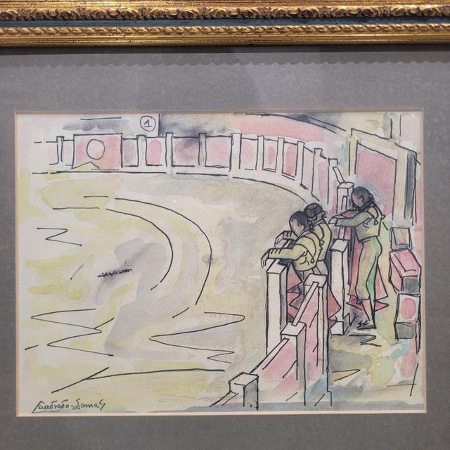 Félix Cuadrado Lomas, Bullring, 20th Century, Watercolor, Framed For Sale - Image 6 of 10