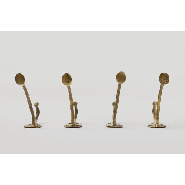 Art Nouveau Brass Wall Hooks from Adolf Loos, Vienna, Austria, 1910s, Set of 4 For Sale - Image 4 of 11