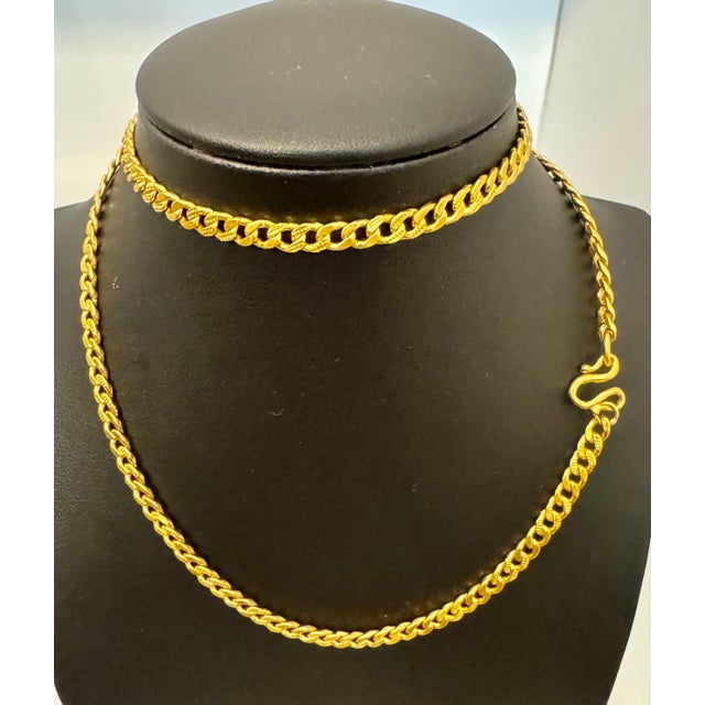 24 Karat Pure Gold Hand Made Yellow Gold LINK Chain Necklace, 37.7 Gm, 22 Inch For Sale - Image 4 of 18