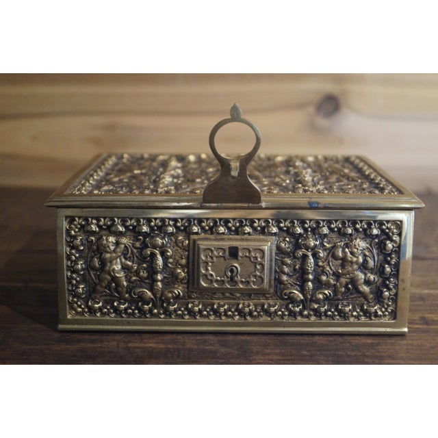 Metal 1900s German Erhard & Sohne Bronze Brass Cherub Jewelry Box For Sale - Image 7 of 12