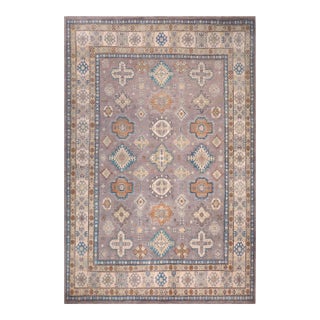 Southwestern Kazak Rustic Gray/Ivory Wool Rug - 8'3''x10'1'' For Sale