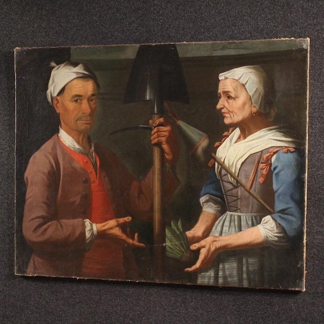 Italian Artist, Genre Scene with Peasants, 1670, Oil Painting on Canvas For Sale - Image 11 of 16