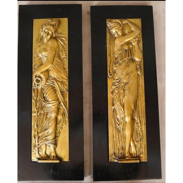 Art Deco Reliefs with the Nymphs of the Fountain, Early 20th Century, Bronzes, Set of 2 For Sale - Image 3 of 13