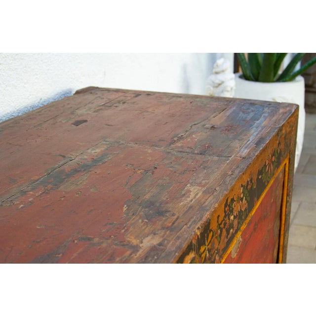 Antique Painted Qing Dynasty Buffet Cabinet For Sale - Image 12 of 15