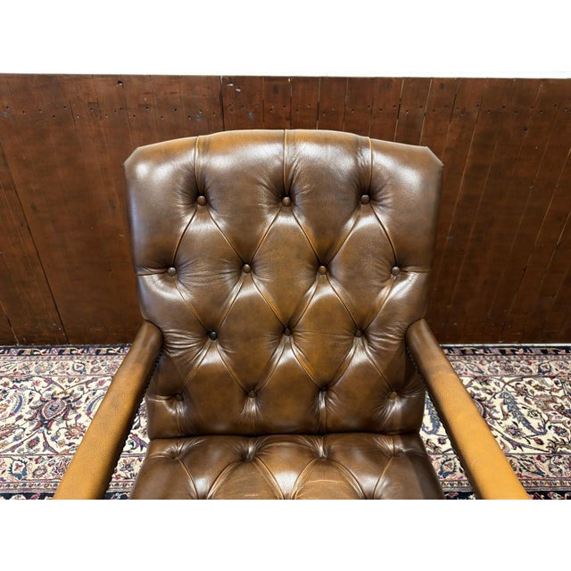 English Chesterfield President Desk Chair For Sale - Image 5 of 8