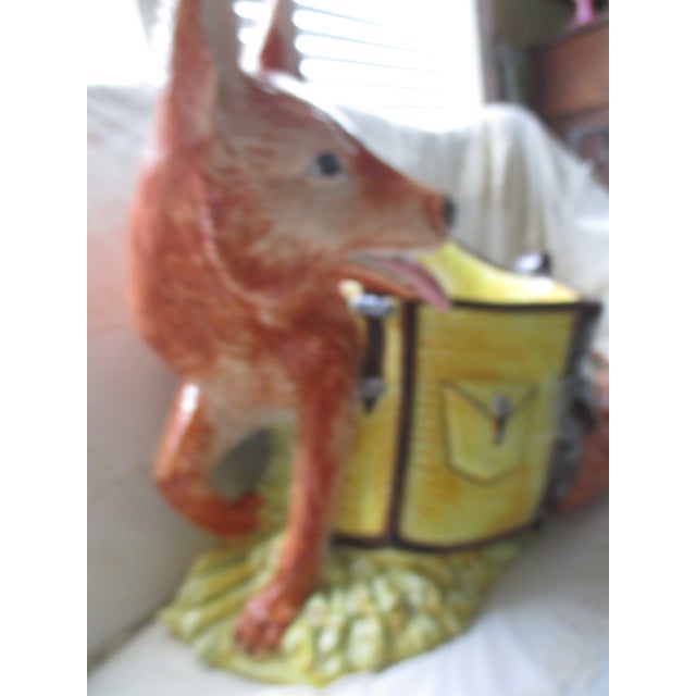 Vintage Huge Mid Century Italian Ceramic Fox and Mail Satchel Chache Pot For Sale - Image 9 of 15