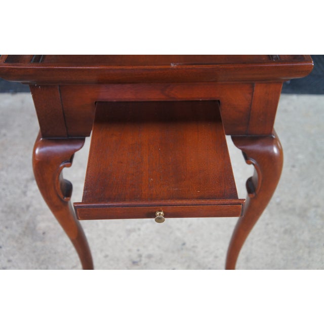 Vintage Queen Anne Style Mahogany Serpentine Gallery Tea Candle Tray Table 30" For Sale - Image 6 of 14