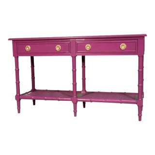 Faux Bamboo Console Table by Lane For Sale