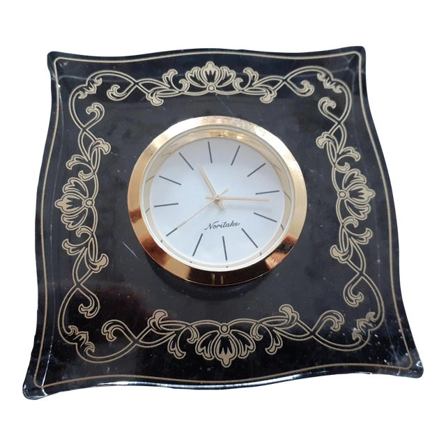 Vintage Noritake Quartz Desk Clock in Lucite Holder Chairish