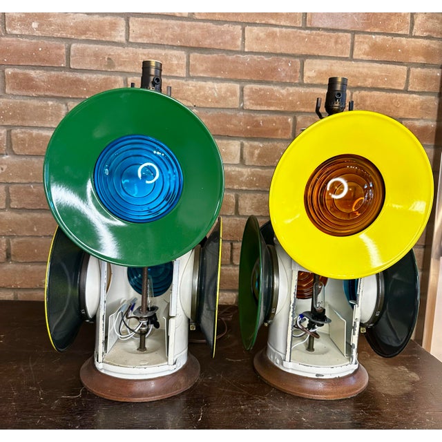 Pair of Vintage Railroad Switch Lamps For Sale - Image 4 of 12