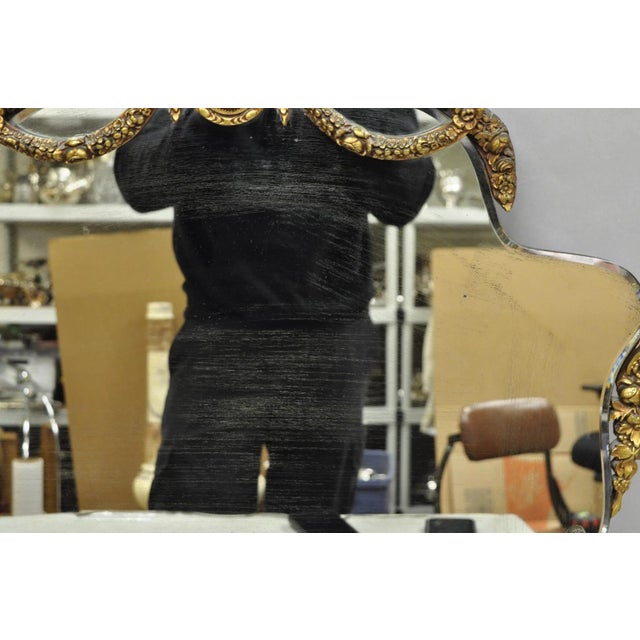 Gold Antique French Rococo Victorian Gold Gilt Wood Frame Cameo Boudoir Wall Mirror For Sale - Image 8 of 13