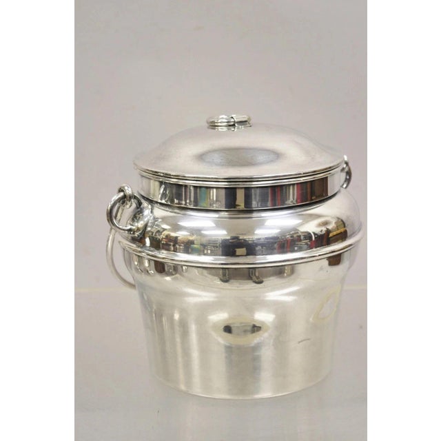 Vintage Fisher K308 Modern Silver Plated Lidded Ice Bucket With Glass Liner For Sale - Image 4 of 10