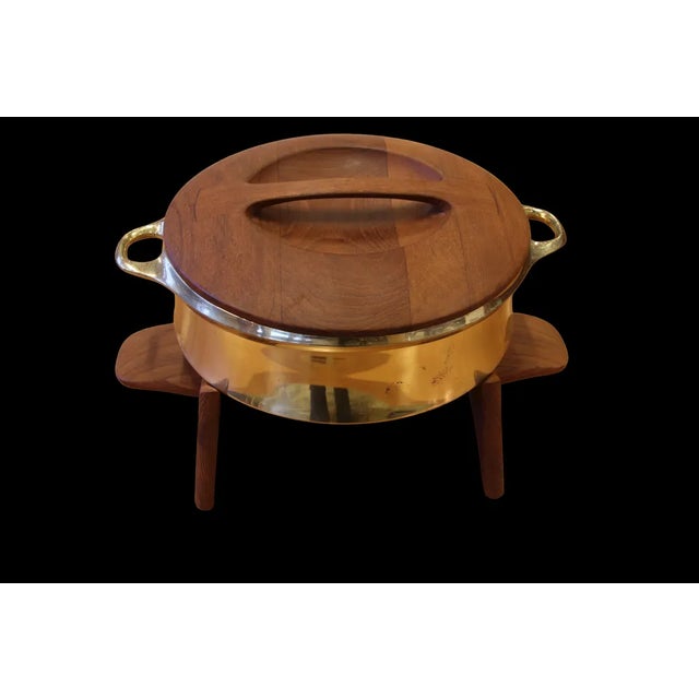 Brass Model 1310ch Pot with Lid and Teak Stand by Jens Quistgaard for Dansk Design, 1950s, Set of 3 For Sale - Image 6 of 9