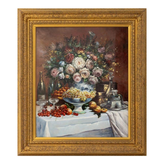 Francois Gabriel Floral Still Life Oil on Panel For Sale