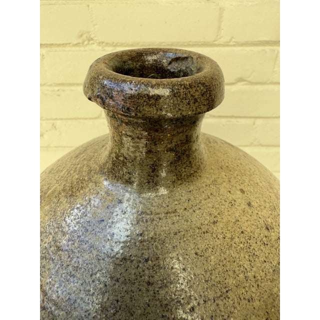 Vintage Japanese Handmade Stoneware Sake Bottle Storage Jar For Sale - Image 4 of 10