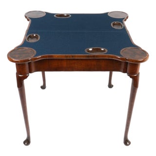 English Queen Anne Walnut Flip Top Concertina Game Table, 1720 For Sale