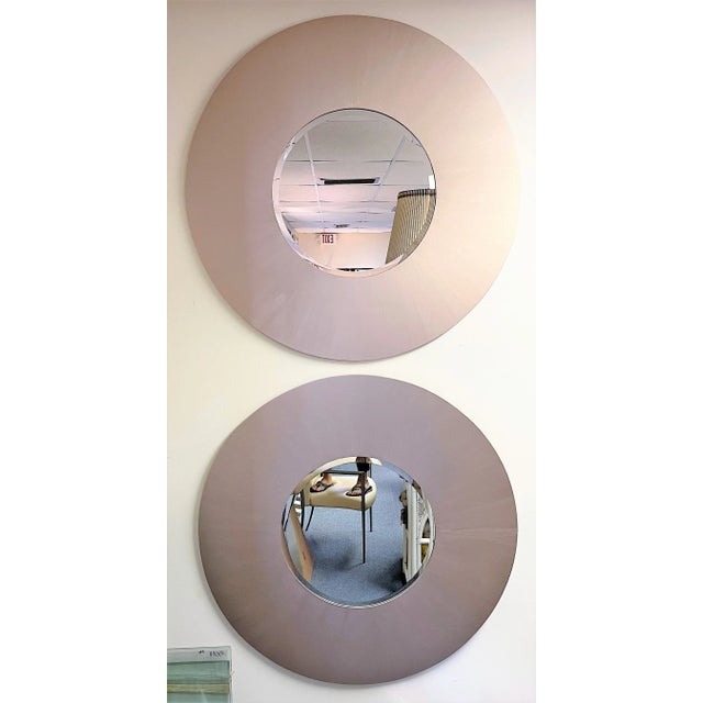 Mid Century Modern Monumental Platinum Silver Round Wall Mirror For Sale - Image 12 of 13