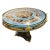 Grand French Empire Sky Blue Round Dining Table With Gold Leaf, Bronze Mounts & Glass-Protected Artistic Top For Sale