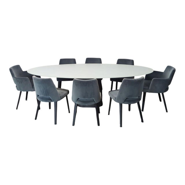 Modern Bontempi Casa / Gallotti&Radice 9-Piece Oval Dining Set For Sale