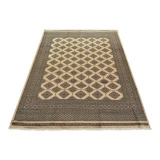 Bokhara Jaldar Rug 8′ X 9’6” Beige Wool Tribal Hand-Knotted Oriental Carpet For Sale