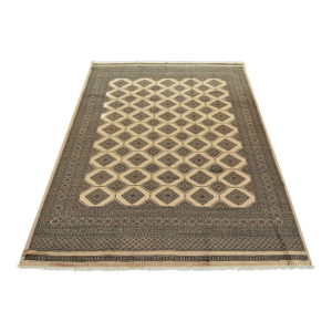Bokhara Jaldar Rug 8′ X 9’6” Beige Wool Tribal Hand-Knotted Oriental Carpet