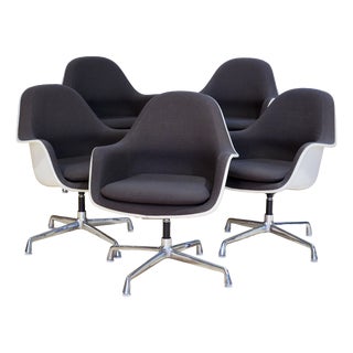 EC178 Swivel Arm Chair in Hopsack Brown by Charles & Ray Eames for Herman Miller, 1970s, Set of 5 For Sale