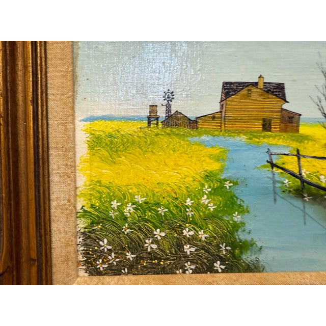 Mid 20th Century Vintage Midcentury Oil on Board Country Landscape For Sale - Image 5 of 6