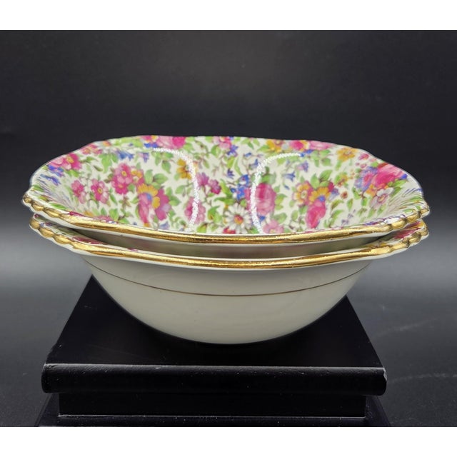 Ceramic 1951 Vintage Royal Winton Grimwades, England Ascot"Summertime"Chintz Bowls"A"Backstamp - a Pair For Sale - Image 7 of 18