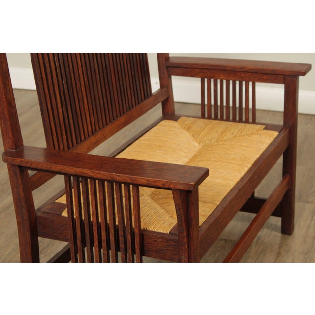 Early 20th Century Gustav Stickley Mission Oak Settee For Sale - Image 9 of 13