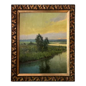 Charles Harry Eaton (American, 1850-1901) "Marsh Landscape" Period Frame O/C