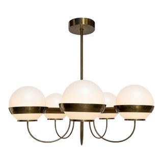 5-Light Opal Chandelier, Attributed to Heikki Turunen 1970's For Sale