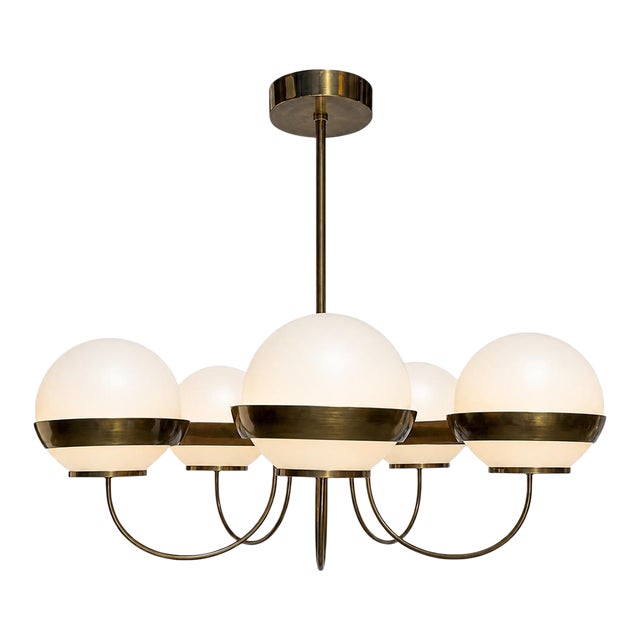 5-Light Opal Chandelier, Attributed to Heikki Turunen 1970's For Sale