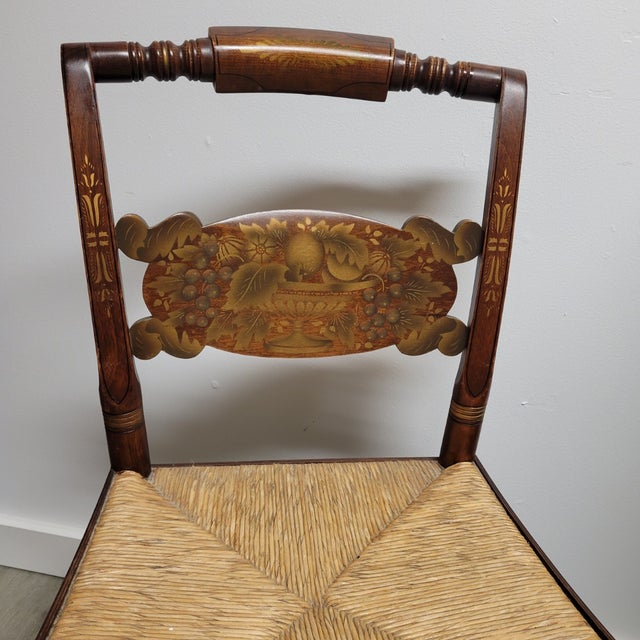 Hitchcock 1920s–1930s L. Hitchcock Stenciled Side Chair With Rush Seat For Sale - Image 4 of 7