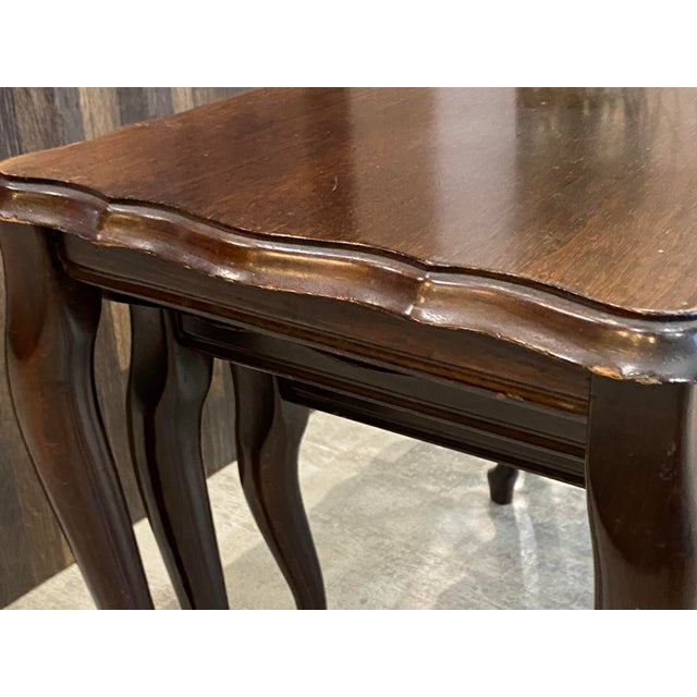 Wood Louis XV Rustic Nesting Coffee Tables, 1950, Set of 3 For Sale - Image 7 of 18