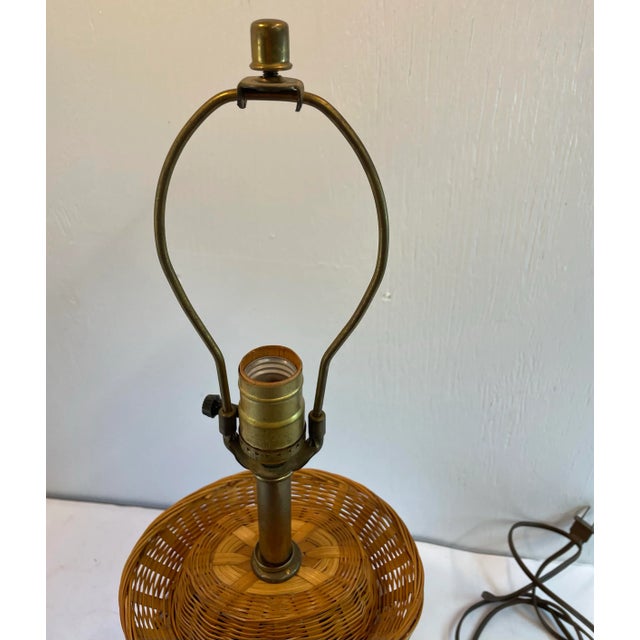 Brown Vintage Wicker Table Lamp For Sale - Image 8 of 9