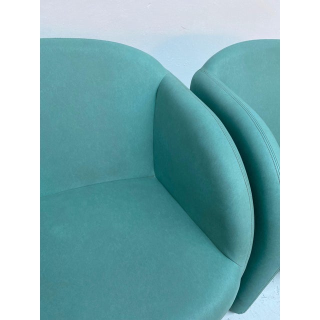 Turquoise Turquoise Club Chairs, 1980s, Set of 2 For Sale - Image 8 of 12