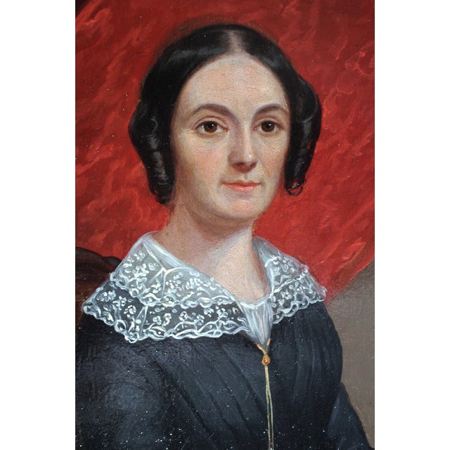 Biedermeier Artist, Portrait of a Young Lady Seated, Oil on Canvas, 1840, Framed For Sale - Image 10 of 14