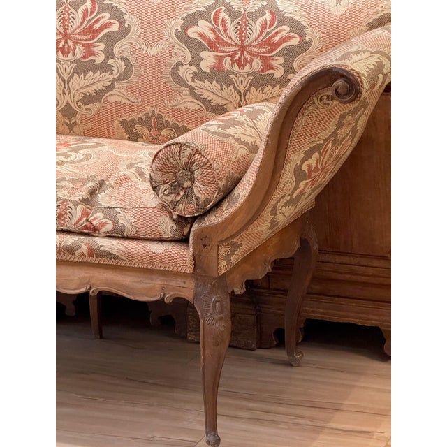 19th Century 19th Century Italian Walnut Settee With Scrolled Arms For Sale - Image 5 of 17