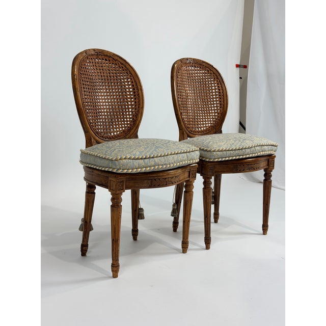 This is a beautiful and authentic vintage pair of Louis XVI style side chairs, crafted in Italy and designed with timeless...