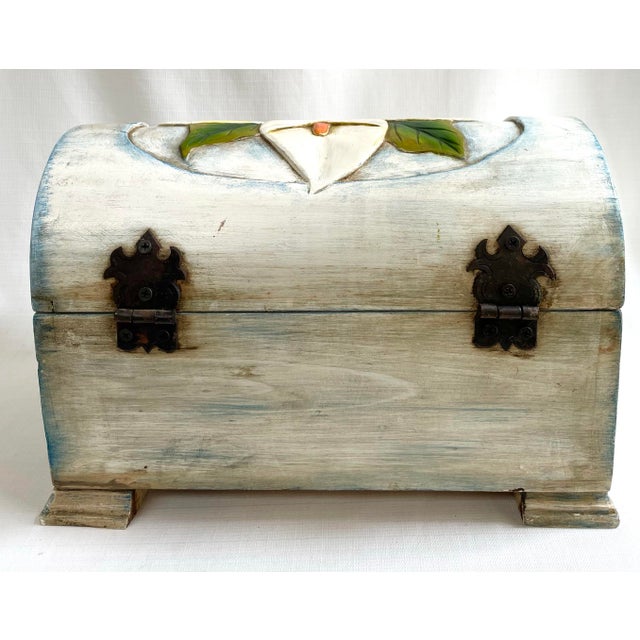 Wood Vintage Mexican Carved Folk Art Chest For Sale - Image 7 of 7
