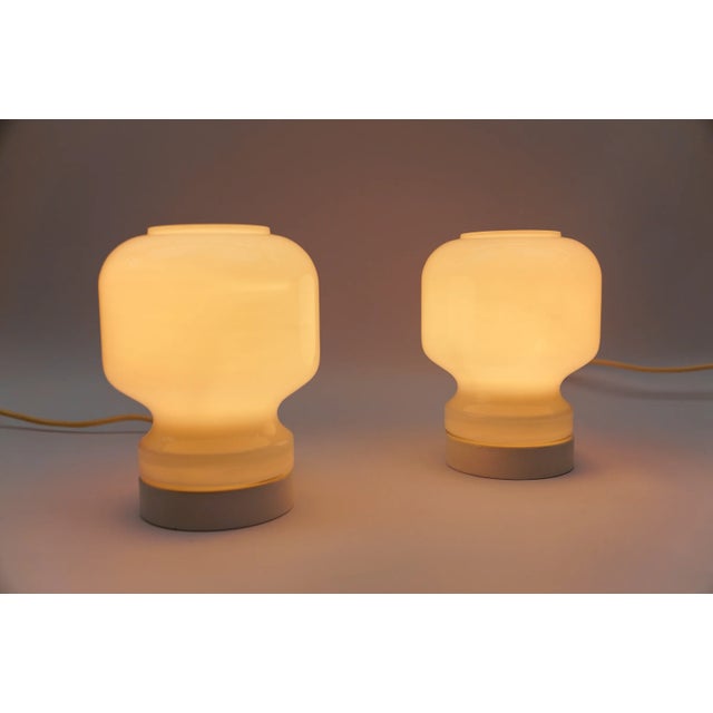 1960s Mid-Century Modern Opal Glass Table Lamps, 1960s, Set of 2 For Sale - Image 5 of 11