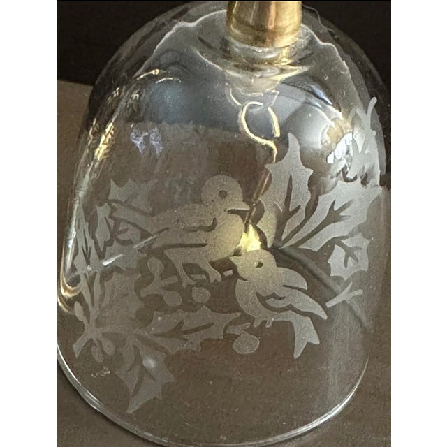 Glass Vintage Late 20th Century Floral & Bird Gold Plated Bells- Set of 2 For Sale - Image 7 of 9